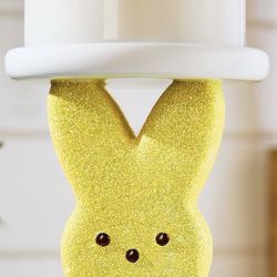 PEEPS Bath and Body Works Glittery Yellow Marshmallow Bunny 3 Wick Candle Holder NEW With Tags (Candle EXCLUDED)