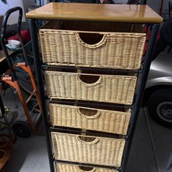 Iron and Wicker 5 Drawer Unit