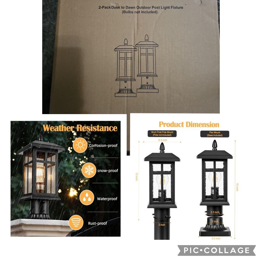 Brilvibera Outdoor Post Light 2 Packs