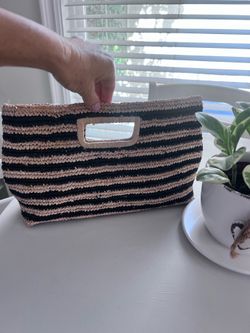 NWT J Crew raffia clutch