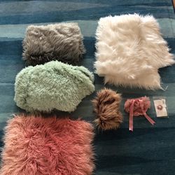 Baby Photo Props Faux Furs Diaper Cover Headband 