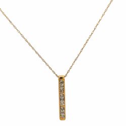 Woman’s Ladies 10k Yellow Gold Diamond Bar Pendant On A Adjustable 18” To 20” Inch Chain GP3105799
