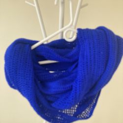 Handmade Double-Layer Wool Scarf | Royal Blue | Soft | Never Worn