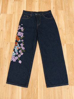 Tiger print jeans size 31x32 wide leg