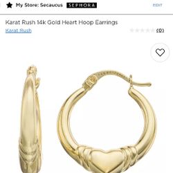 14k Gold Heart Hoop Earrings