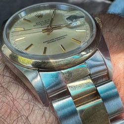 Rolex Oyster Perpetual Date 15203 34mm Two-Tone Gold & Steel Silver Dial