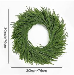 30 In Christmas Wreaths for Front Door Norfolk Pine Wreath for All Seasons Artificial Green Wreath Holiday Decoration for Indoor Outdoor Home (TR17)