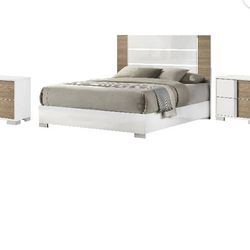 Furniture of America Erla 3pc White Wood Bedroom Set-King + 2 Nightstands