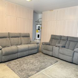 Gray Recliners Couch Set 
