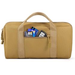 Tactical Pistol Case, Padded Handgun Firearm Case Double Shooting Gun Range Duffle Bag with Multiple Magazine Slots for Hunting Shooting Outdoor Activ