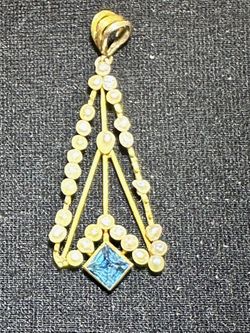 Pearl, Sapphire, Gold Pendent