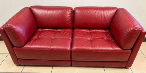 Italian Leather Loveseat  Burgundy Red – $55
