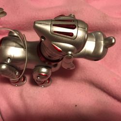 Walking Dog With Batteries   Color Silver Trim In Red  