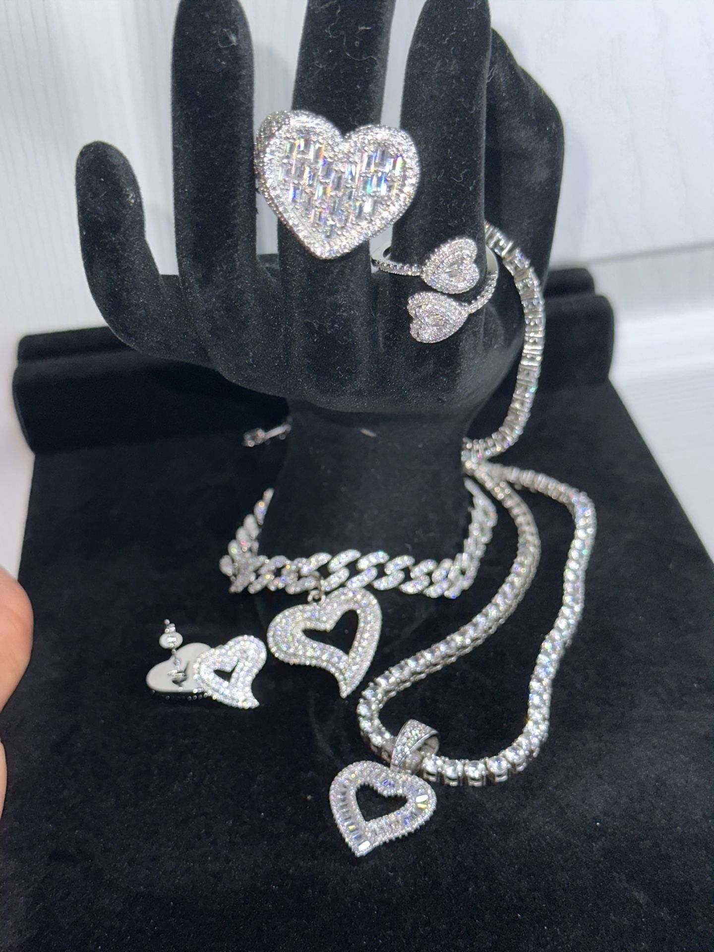 Heart Set Highest Quality Simulated Diamonds 