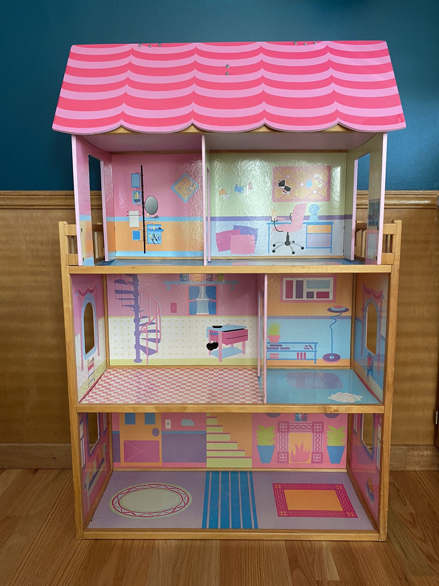 Wood Barbie house with Furniture