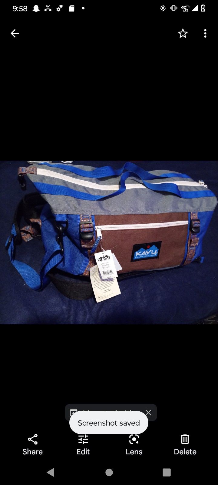 Kavu Little Feller Sepia Sky Duffle bag/Backpack 🎒