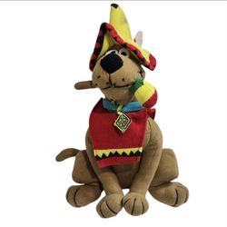 2003 Toy Network Scooby Doo In Mexican Outfit Marraca Hat Plush 10" Stuffed Dog