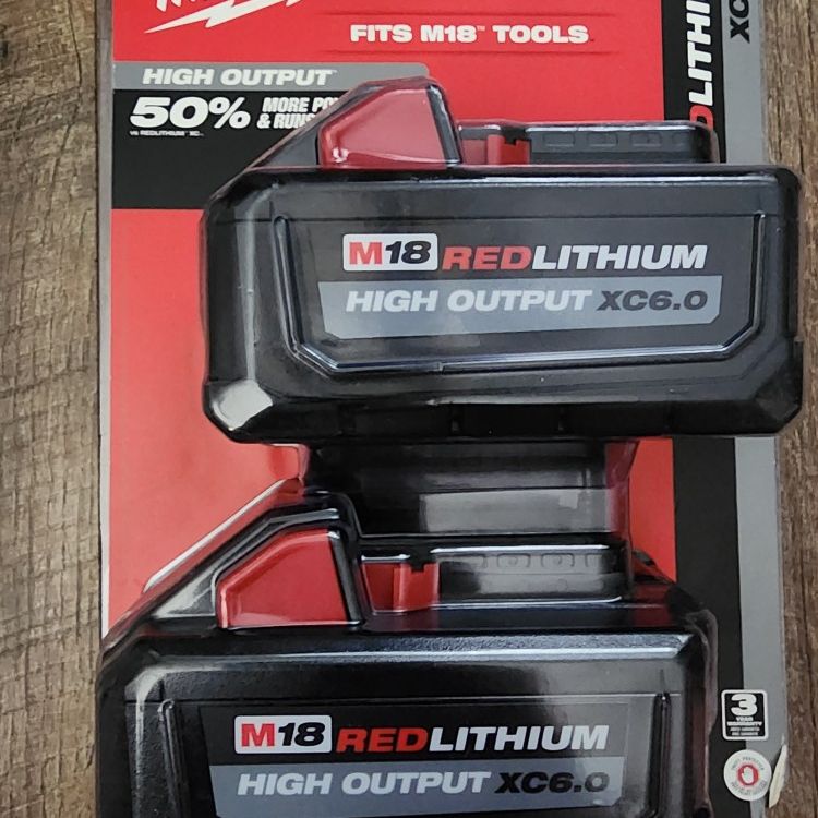 MilwaukeeTool 48-11-1862 M18 Lithium-Ion High Output 6.0Ah Battery Pack 2-Pack) for Sale in Virginia Beach, VA OfferUp