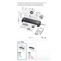 Brand new Portable Printers, D820 Wireless Bluetooth Printers Support 2" to 8.5" Width Thermal Paper & 8.5"x11" US Letter Size, Receipt Printers for H