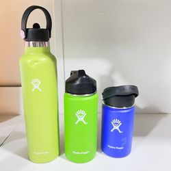 Hydro flask water bottle lime green color 3 pieces  Details in the photos
