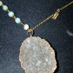 Brass Over Silver Beaded Crystal Necklace