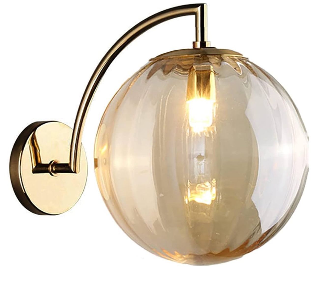 Amber Glass Globe Wall Scone Gold #686-762 6