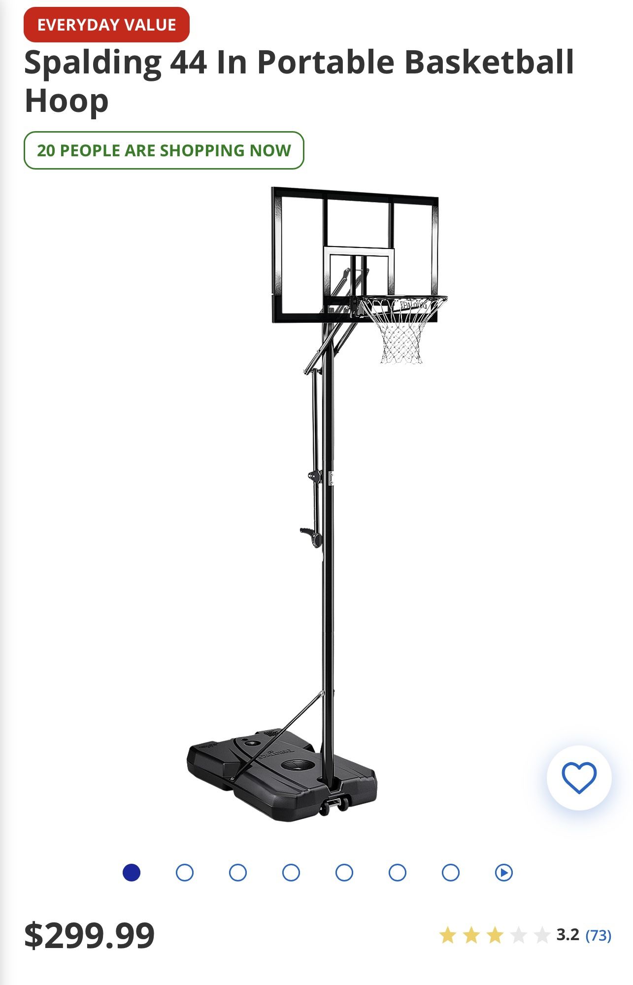 Spalding 44 In Portable Basketball Hoop