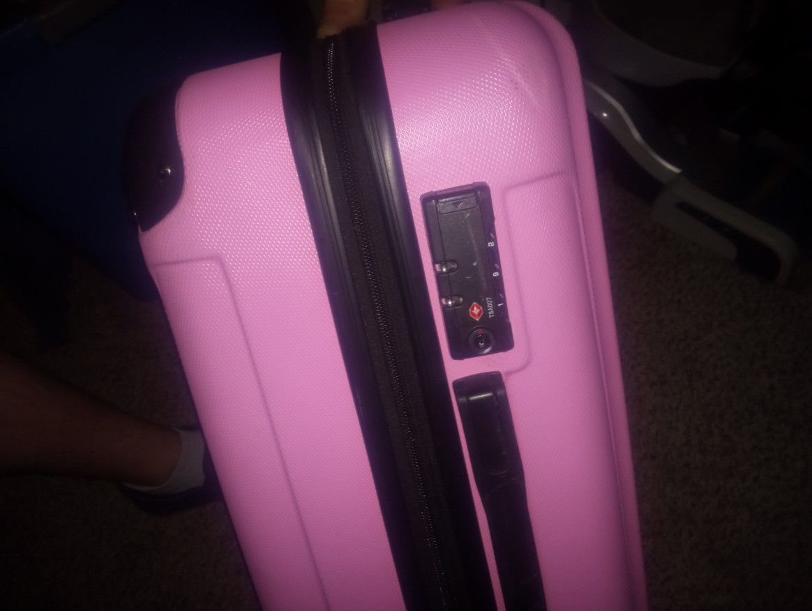 Pink Leather Suit Case With Lock