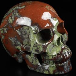 Reiki Healing Skull - Dragon Blood Jasper - Hand Carved