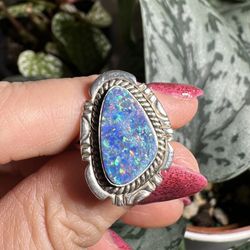 Australian Boulder Opal Ring
