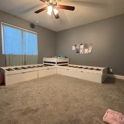 Twin Size Platform Bed With Trundle 