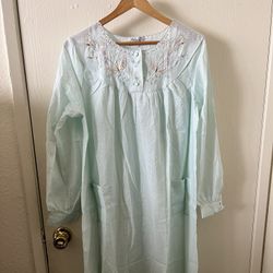 Vintage Medium Blue “Lilys” Shanghai China Hand Embroidered Gown With Butterflies