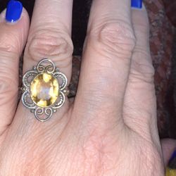 Vintage- Never Worn Citrine Ring in Sterling Setting 
