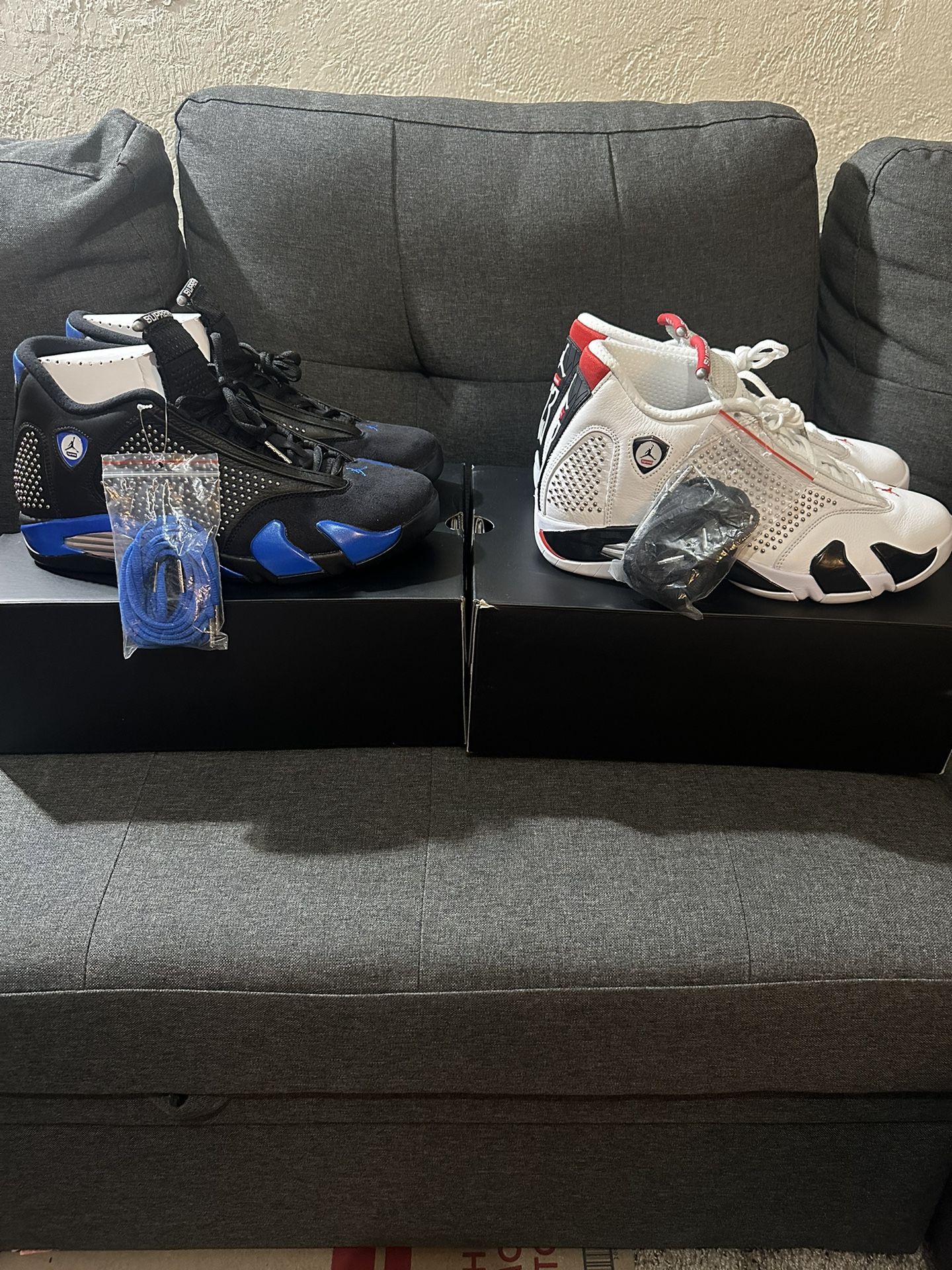 Nike Air Jordan 14 Supreme White Black Set DS New