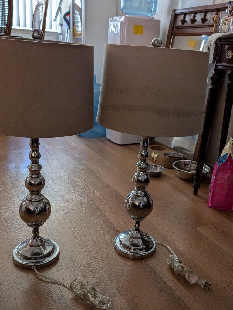 2 Matching Silver Lamps