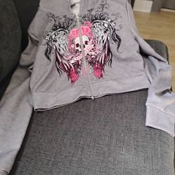 Cute Crop Zip up Sweatshirt. Grey