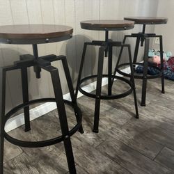 Adjustable Barstools Heavy Duty | Space Saving Bar Furniture | Island Countertop Stools | Industrial
