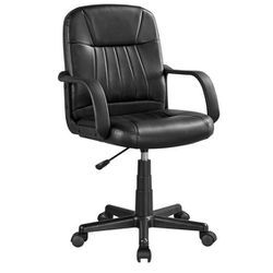 Yaheetech Adjustable Office Chair with Armrest and Wheels, Black