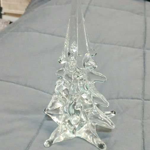 Vtg Lead Crystal Clear Art Glass Christmas Tree Figurine 8” Brand New