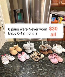 BUNDLE Never worn 6 pairs. 2 pairs used 1x. First Steps, Oshkosh, Carter’s