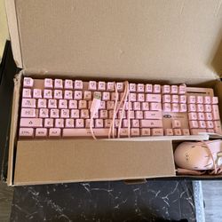 Pink RGB Backlit Gaming Keyboard & mouse 