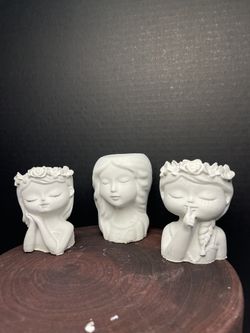Small Fairy Girls Pots-Small Cement Girls Planters-($10 set of 3)