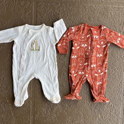 2 EUC Wonder Nation & Little Me baby sleepers pajamas, size 3-6 months