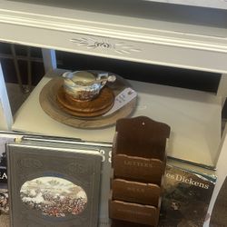 Cute Off White Side Table w/ Low Shelf