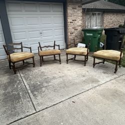 Four Antique Chair On Wheels,