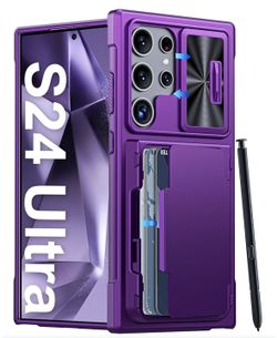 Samsung Galaxy S24 Ultra Case Wallet, RFID Cards Holder & Camera Cover & Kickstand