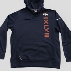 Broncos Nike 2016 Super Bowl blue hoodie sweatshirt Size Large Peyton Manning