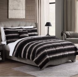 4 piece Faux Fur Comforter Blanket Queen & King Size