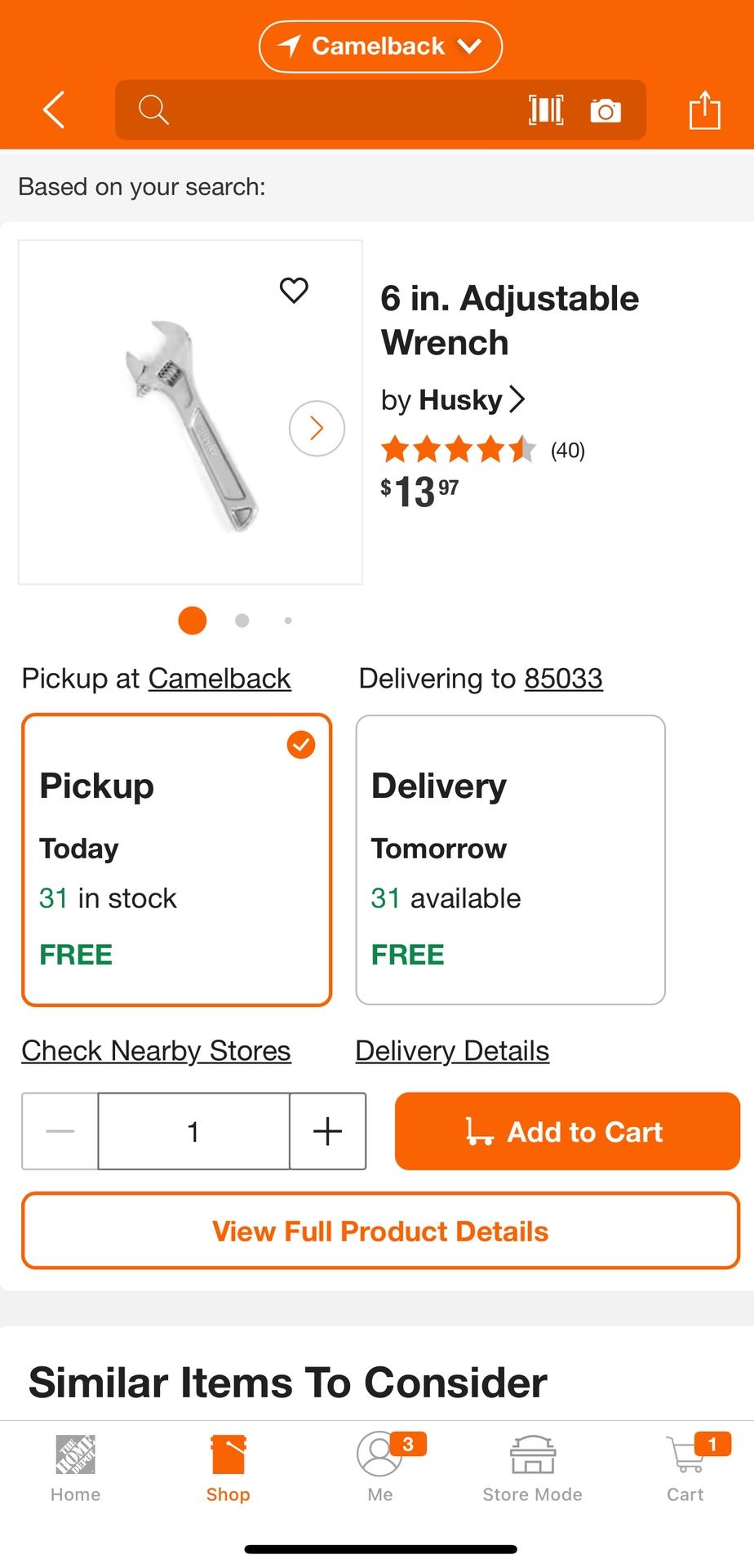 Husky 6 in. Adjustable Wrench