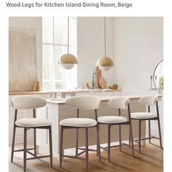 COLAMY Counter Height Bar Stools Set of 4 - Beige Mid Century Modern